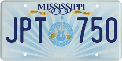 MS license plate JPT750