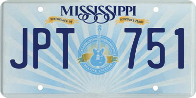 MS license plate JPT751