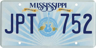 MS license plate JPT752