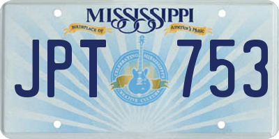 MS license plate JPT753