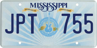 MS license plate JPT755