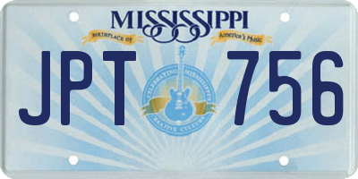 MS license plate JPT756