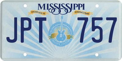 MS license plate JPT757