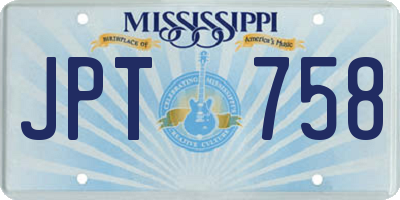 MS license plate JPT758