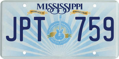 MS license plate JPT759