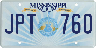 MS license plate JPT760