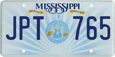 MS license plate JPT765