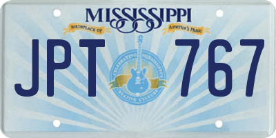 MS license plate JPT767