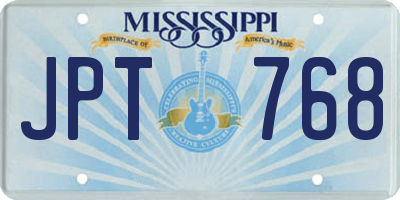 MS license plate JPT768