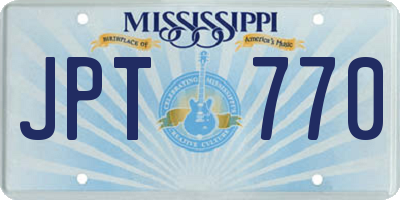 MS license plate JPT770