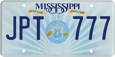 MS license plate JPT777