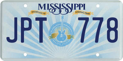 MS license plate JPT778