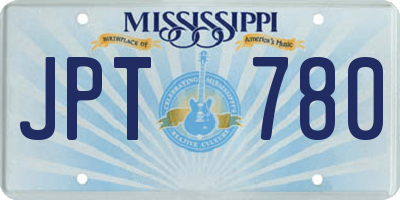 MS license plate JPT780