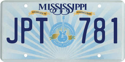 MS license plate JPT781