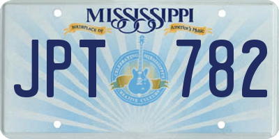 MS license plate JPT782