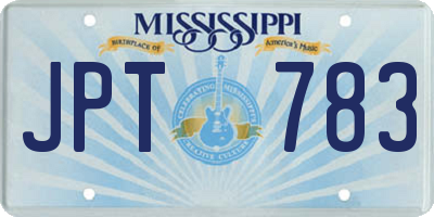 MS license plate JPT783