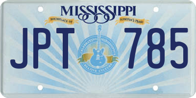 MS license plate JPT785