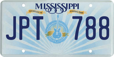 MS license plate JPT788