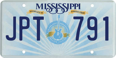 MS license plate JPT791