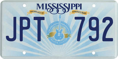 MS license plate JPT792