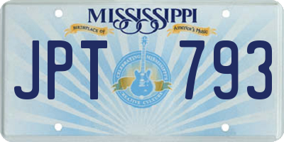 MS license plate JPT793
