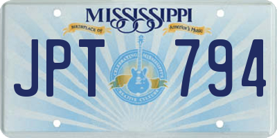 MS license plate JPT794