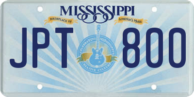 MS license plate JPT800