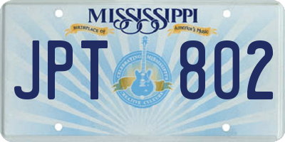 MS license plate JPT802