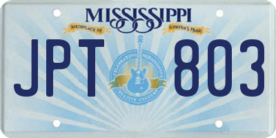 MS license plate JPT803