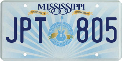 MS license plate JPT805