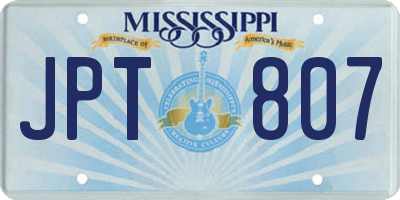 MS license plate JPT807