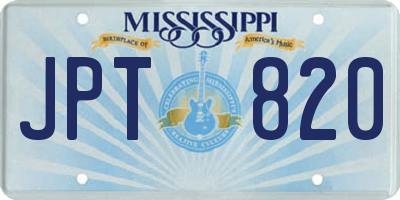 MS license plate JPT820