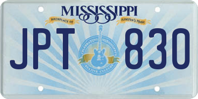 MS license plate JPT830