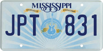 MS license plate JPT831
