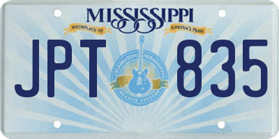 MS license plate JPT835