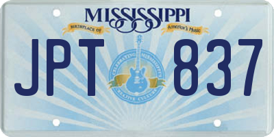 MS license plate JPT837