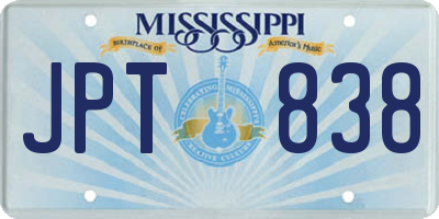 MS license plate JPT838