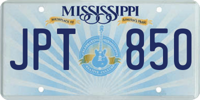 MS license plate JPT850