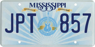 MS license plate JPT857