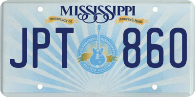 MS license plate JPT860