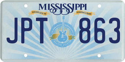 MS license plate JPT863