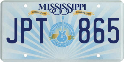 MS license plate JPT865