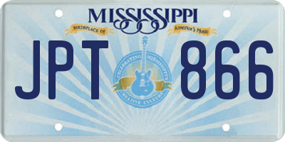 MS license plate JPT866