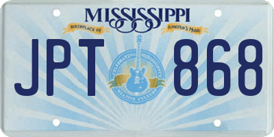 MS license plate JPT868