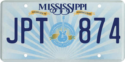 MS license plate JPT874