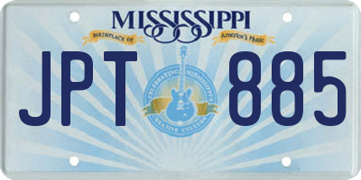 MS license plate JPT885