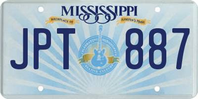 MS license plate JPT887