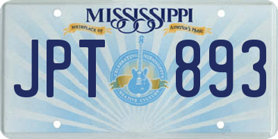 MS license plate JPT893