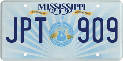 MS license plate JPT909