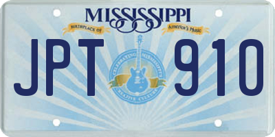 MS license plate JPT910
